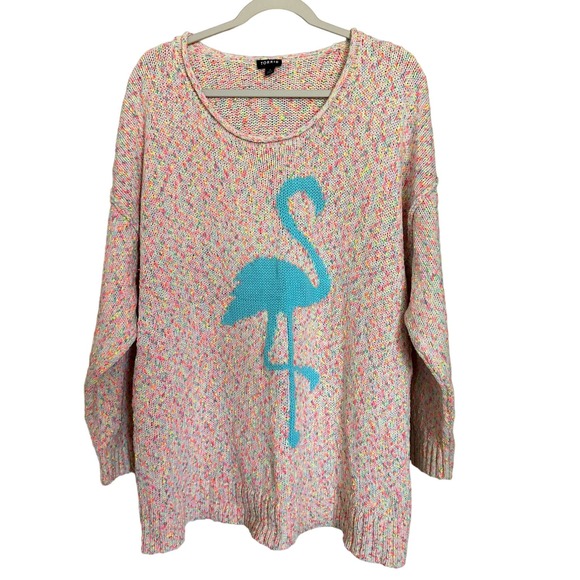 Torrid | Size 3 Plus Size 3XL Flamingo Sweater Multicolored Long Sleeve Vacation - Picture 11 of 12
